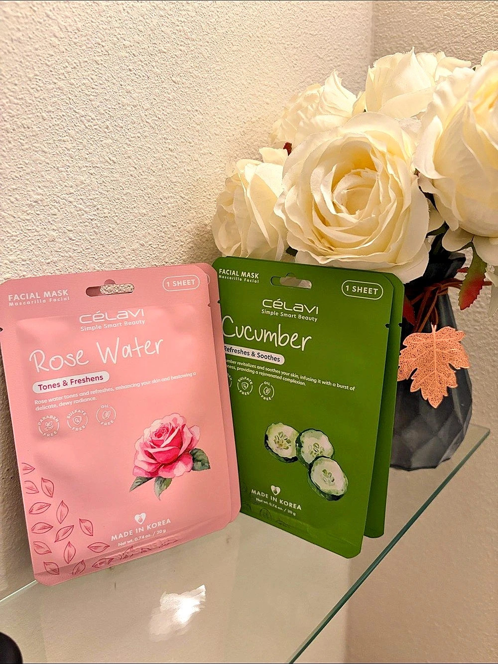 Celavi Rose Water & Cucumber Facial Masks (1)